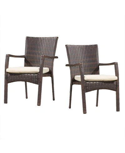 Shop Noble House Wilkerson Outdoor Dining Chair With Cushion, Set Of 2