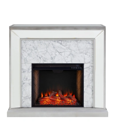 Shop Southern Enterprises Audrey Faux Stone Mirrored Alexa-enabled Electric Fireplace