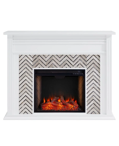 Shop Southern Enterprises Elior Marble Tiled Alexa-enabled Electric Fireplace