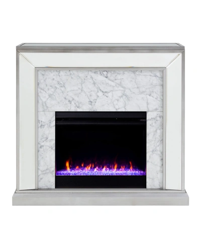 Shop Southern Enterprises Audrey Faux Stone Mirrored Color Changing Electric Fireplace