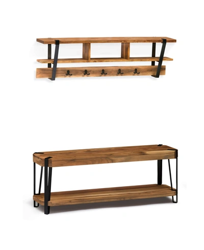 Shop Alaterre Furniture Ryegate Natural Live Edge Bench With Coat Hook Shelf Set