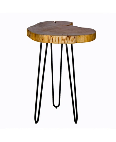 Shop Alaterre Furniture Hairpin Natural Live Edge Wood With Metal 20" Round End Table