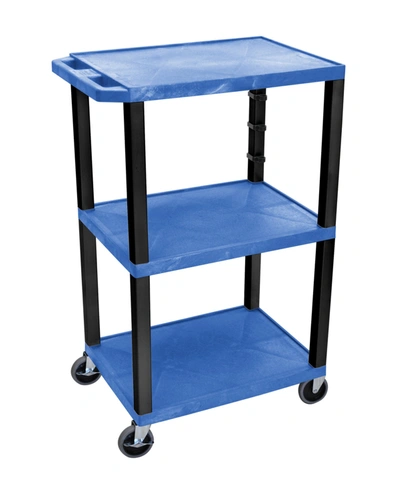 Shop Clickhere2shop Of-wt42bue-b - 42" Three Flat Shelves Av Electric Cart - Black Legs, Blue