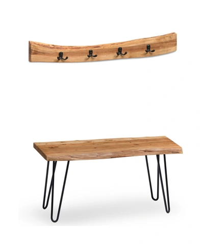 Shop Alaterre Furniture Hairpin Natural Live Edge Bench With Coat Hook Set