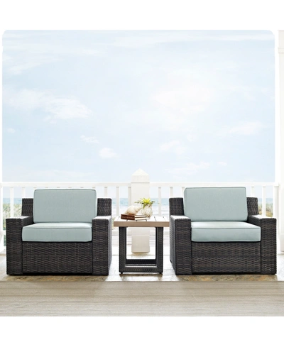 Shop Crosley Beaufort 3 Piece Outdoor Wicker Seating Set With Mist Cushion - 2 Chairs, Side Table