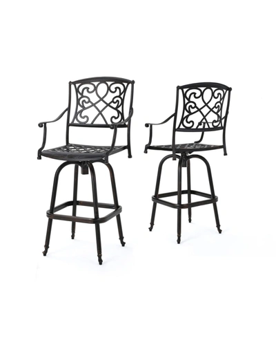 Shop Noble House Mcdowell Outdoor Cast Swivel Barstool, Set Of 2