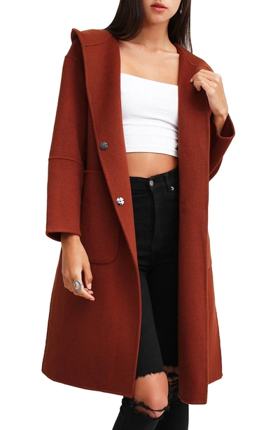 Belle & Bloom Walk This Way Hooded Wool Blend Coat In Caramel