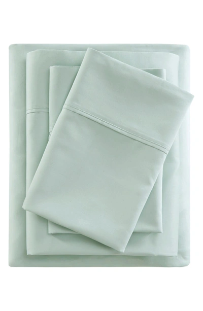 Shop Beautyrest 400 Thread Count Wrinkle Resistant Cotton Sateen Sheet Set In Seafoam