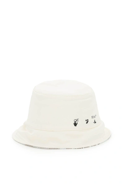 Shop Off-white Reversible Bucket Hat With Logo In Beige Black (white)