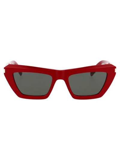 Shop Saint Laurent Sl 467 Sunglasses In 003 Red Red Grey