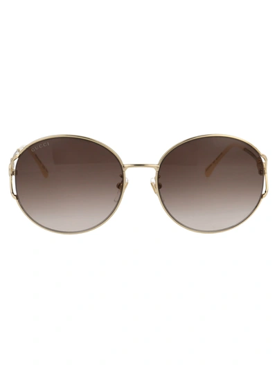 Shop Gucci Gg1017sk Sunglasses In 003 Gold Gold Brown