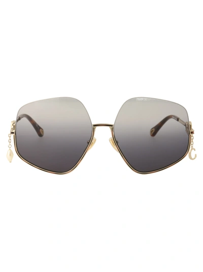 Shop Chloé Ch0068s Sunglasses In 001 Gold Gold Blue