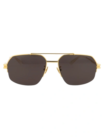 Shop Bottega Veneta Bv1127s Sunglasses In 002 Gold Gold Grey