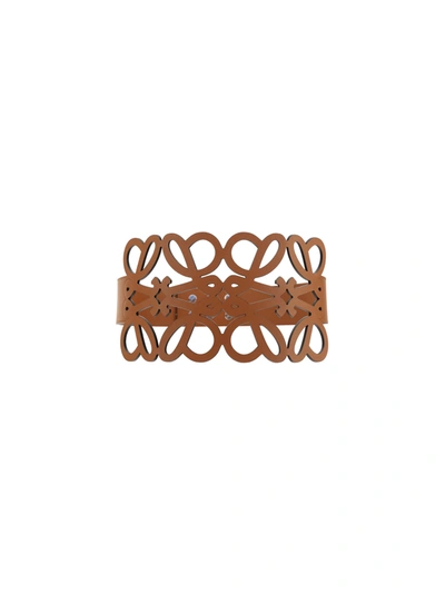 Shop Loewe Anagram Cut Out Belt In Tan