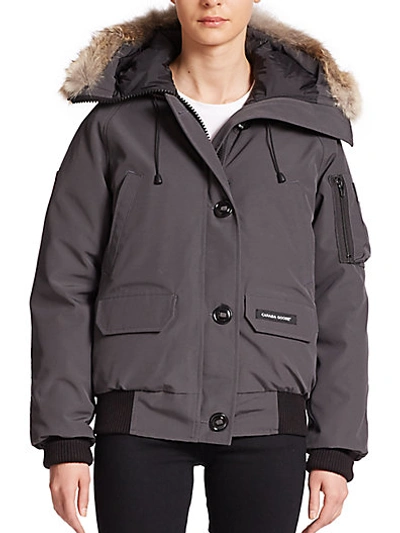 Canada Goose Chilliwack Down-filled Bomber Jacket With Fur Trim In Graphite