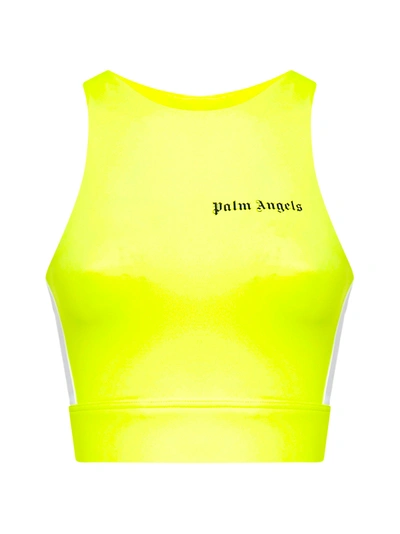 Shop Palm Angels Top In Yellow Fluo Black