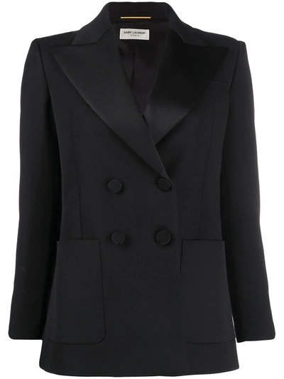Shop Saint Laurent Double-breasted Tuxedo Jacket In Black
