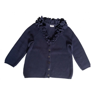 Pre-owned Moschino Wool Cardigan In Navy