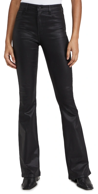 Shop L Agence Marty Ultra High Rise Flare Jeans Noir Coated
