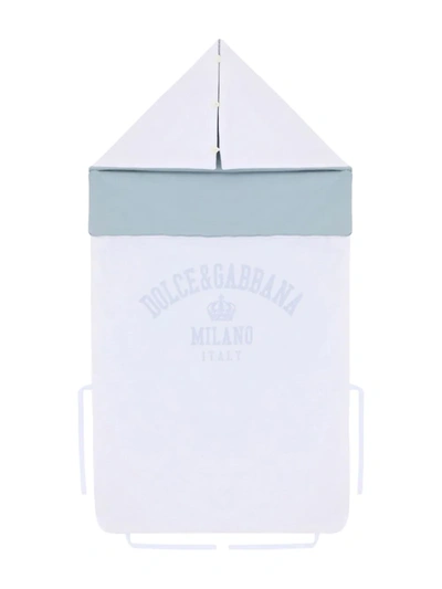 Shop Dolce & Gabbana Logo-print Cotton Sleeping Bag In Blue