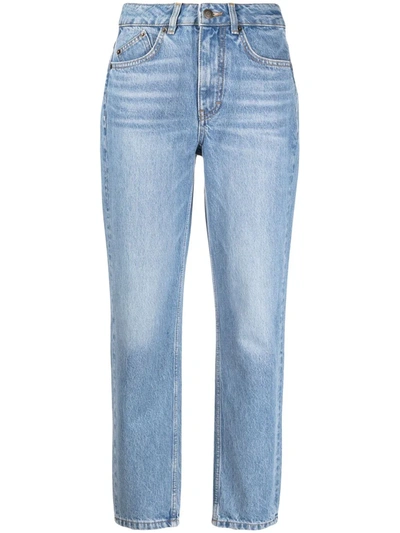 Shop Maje Mid-rise Straight-leg Jeans In Blue
