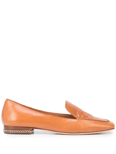 Shop Tory Burch Ruby Leather Loafers In Brown