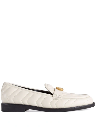 Shop Gucci Double G Matelassé Loafers In White