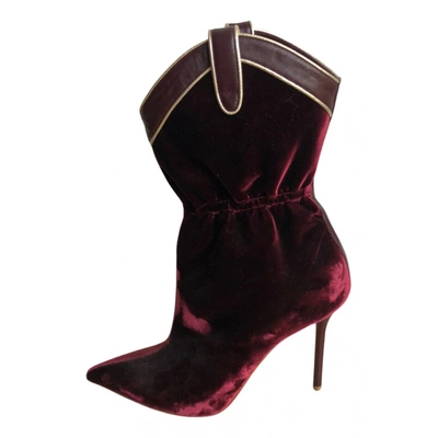 Pre-owned Malone Souliers Leather Boots In Burgundy