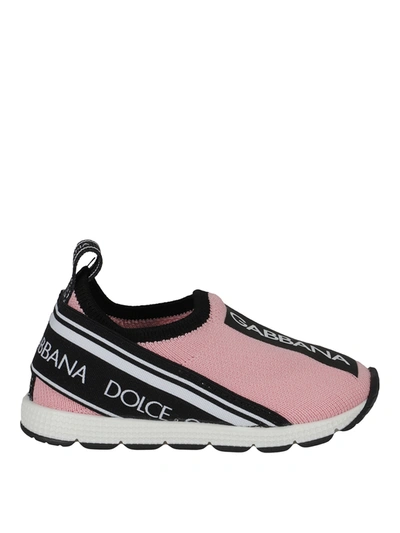 Shop Dolce & Gabbana Knitted Sneakers In Pink