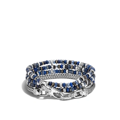 John Hardy Men's Sterling Silver Classic Chain Multi Stone Transformable Wrap Bracelet In Lapis Lazuli