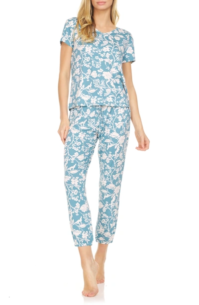 Shop Fn Contemporary Fn By Flora Nikrooz Elsa Print Jersey Pajamas In Aqua