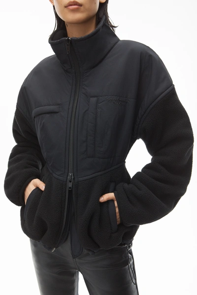 Shop Alexander Wang Sculpted Jacket In Teddy Fleece In Black