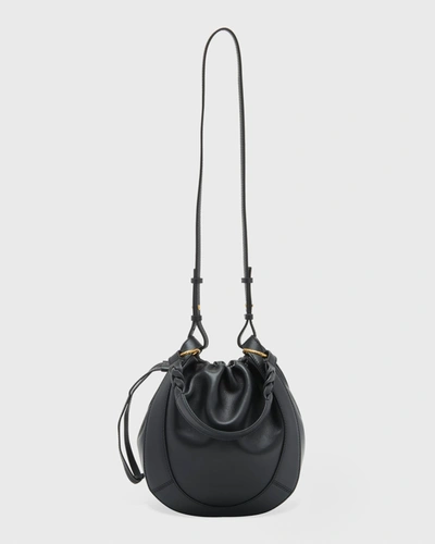 Shop Ulla Johnson Hilma Top-handle Leather Bucket Bag In Noir