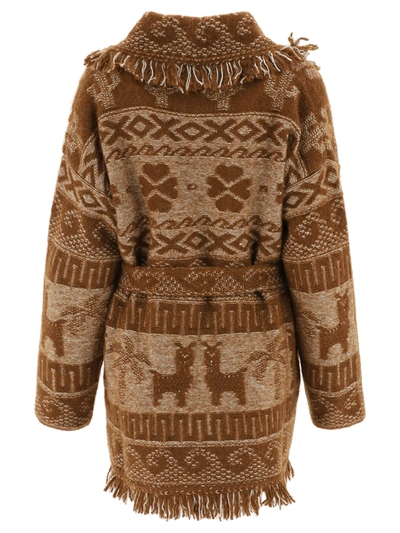 Shop Alanui "land Of Alpacas" Cardigan In Brown