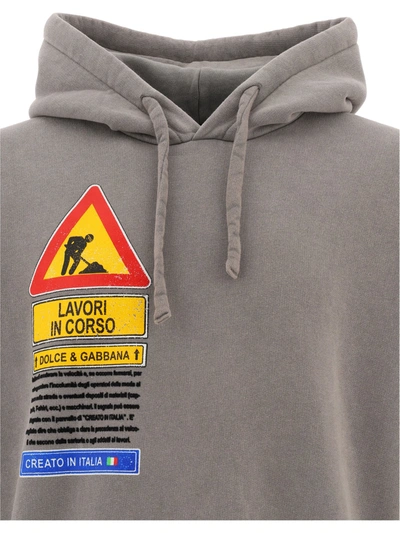 Shop Dolce & Gabbana "work In Progress" Hoodie In Grey