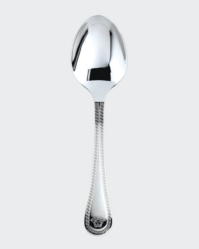 Shop Versace Greca Stainless Steel Table Spoon In Metallic