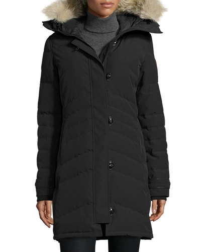 Shop Canada Goose Lorette Fur-hood Down Parka Coat In Dark Gray