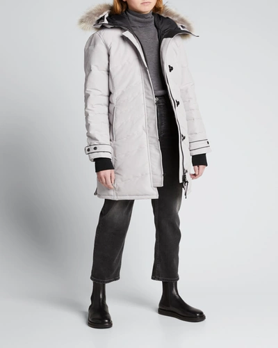 Shop Canada Goose Lorette Fur-hood Down Parka Coat In Medium Gray