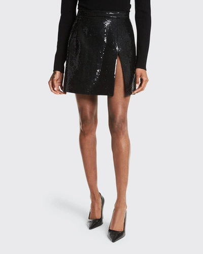 Shop Michael Kors Sequined A-line Mini Skirt In Black