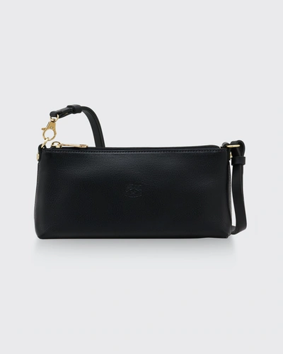 Shop Il Bisonte Mini Zip Leather Crossbody Bag In Black