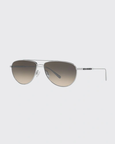 Shop Brunello Cucinelli Men's Disoriano Metal Aviator Sunglasses In Grey
