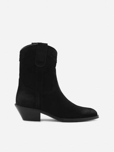Shop Saint Laurent Santiag Eastwood Boots In Suede In Black