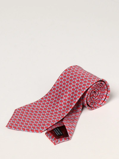 Shop Ferragamo Tie Salvatore  Silk Tie With Micro Fish In Pink