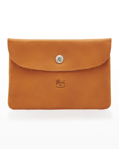 Shop Il Bisonte Unisex Leather Snap Pouch In Vintage Natural