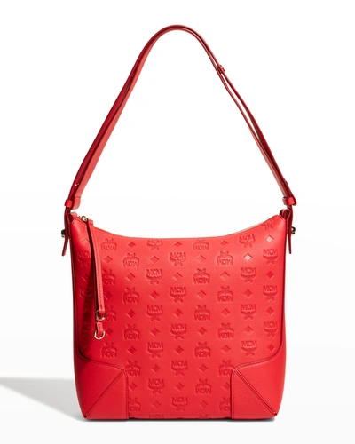 Mcm Klara Monogrammed Hobo Medium Bag In Lychee