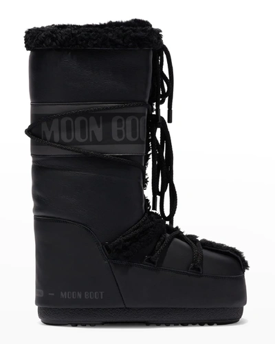 Shop Moon Boot Classic Shearling Lace-up Snow Boots In Black