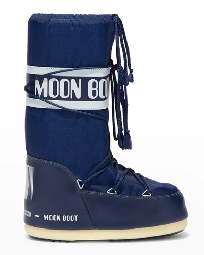 Shop Moon Boot Nylon Lace-up Snow Boots In Blue