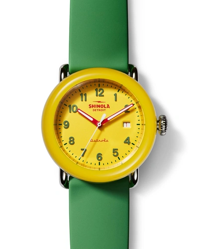 Shop Shinola Detrola Crayola 38mm Silicone Watch In Yellow