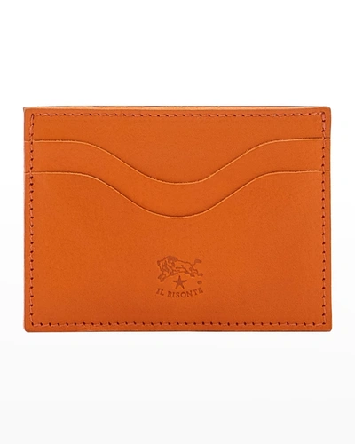 Shop Il Bisonte Men's Leather Card Case In Orange