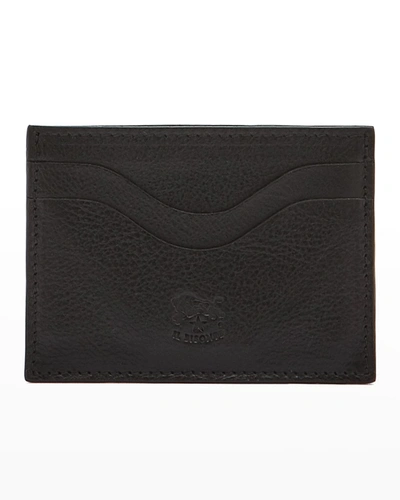 Il Bisonte Salina Leather Card Case In Black